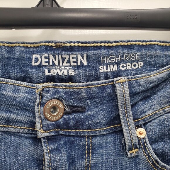 Denizen by Levi's High-Rise Slim Crop Women's Destroyed Fray Hem Denim Capris 27 - Picture 5 of 9